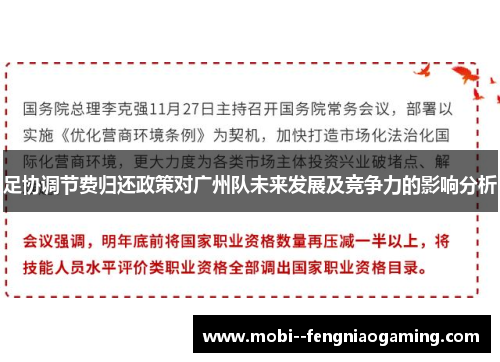 足协调节费归还政策对广州队未来发展及竞争力的影响分析